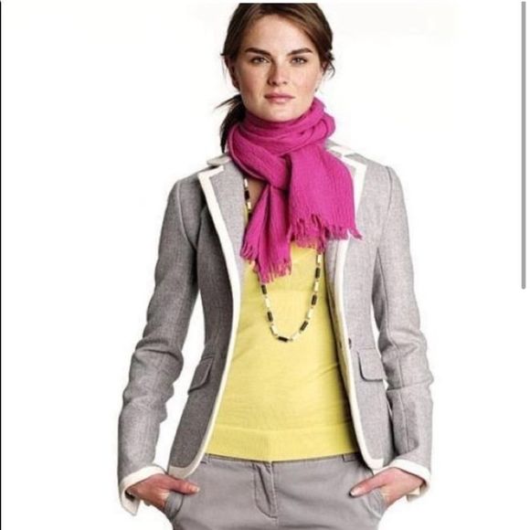 J. Crew Lexington Jacket Blazer Gray Wool Tipped Ouvrier Des Ports Women’s sz 4